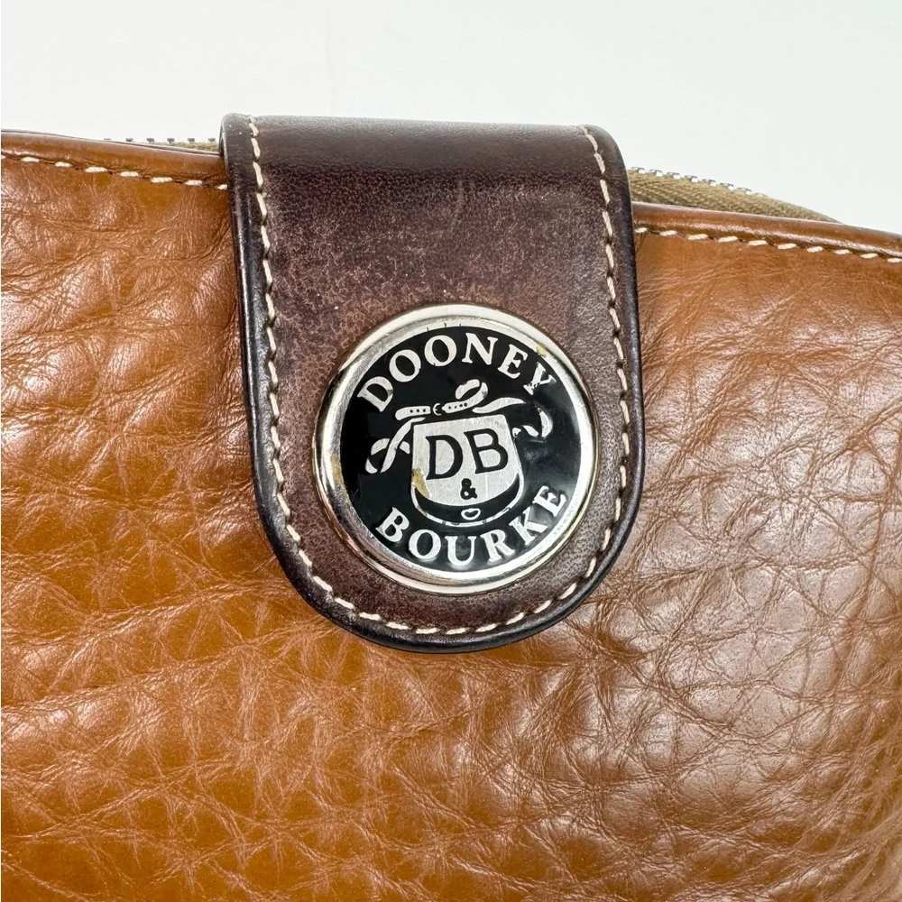 Vintage Dooney & Bourke Brown Pebbled/Smooth Leather Bifold Zip Wallet - Picture 6 of 7